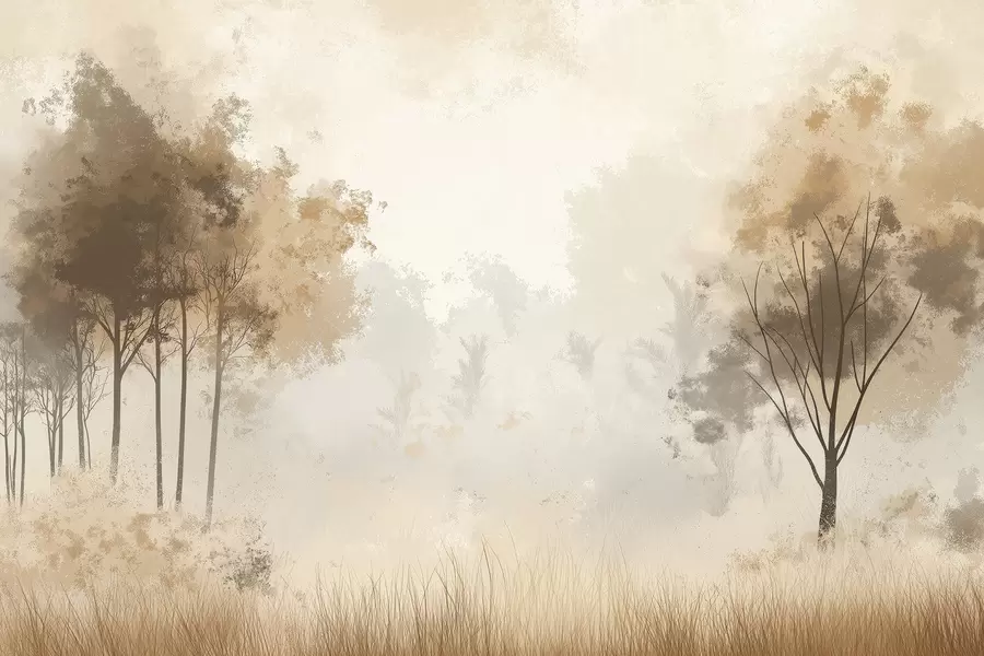 Fototapetes Dabas ainavas, koki mežā, grunge tekstūra, bēšas krāsas w01564