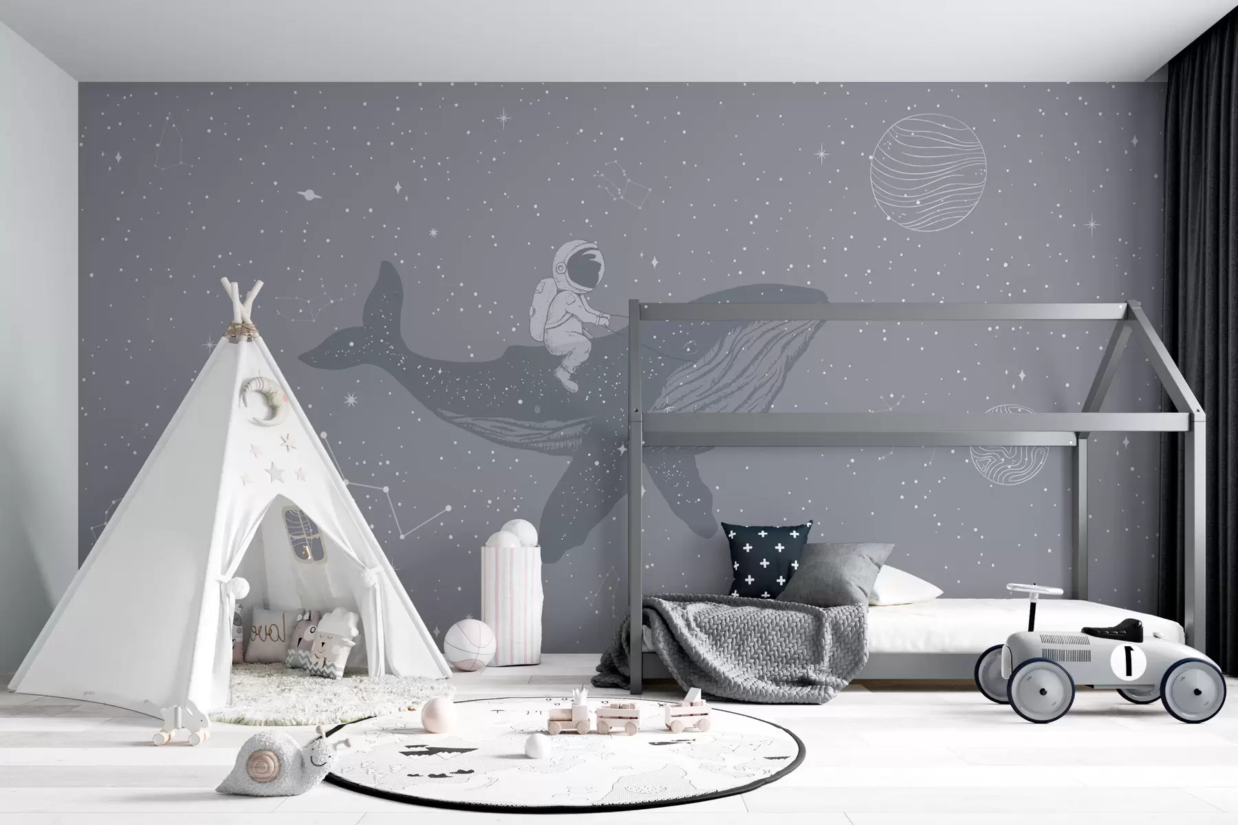 Fototapetes Astronauts un burvju vaļu kosmosā w08298