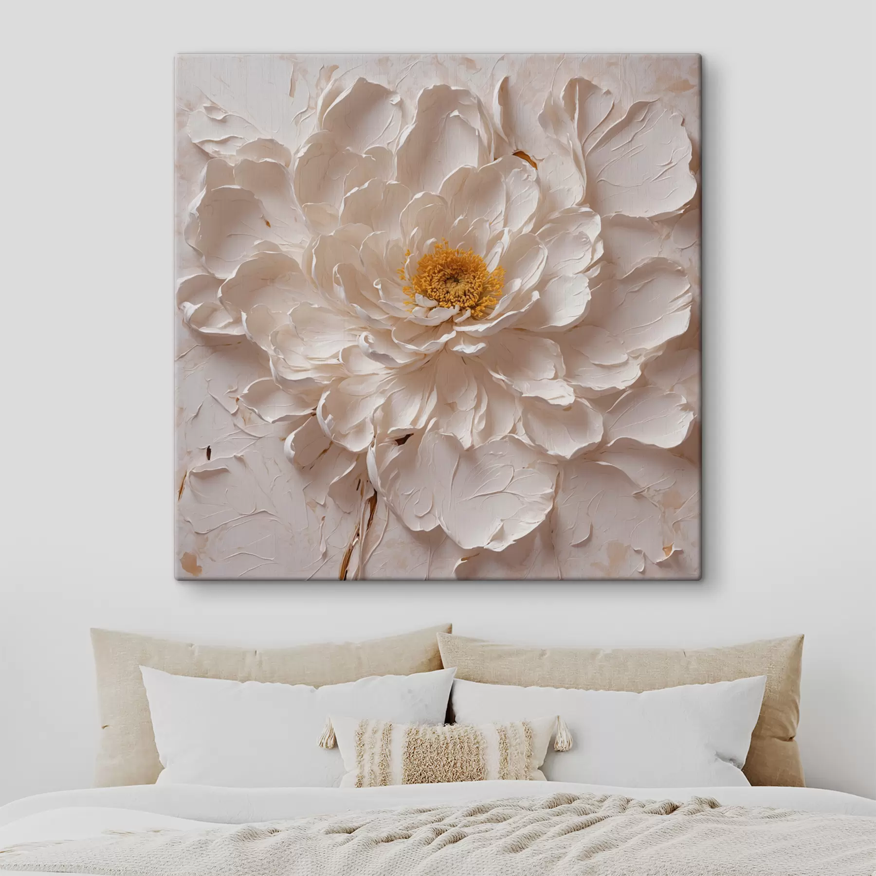 Fototapetes Balts zieds eļļā uz balta fona s40618