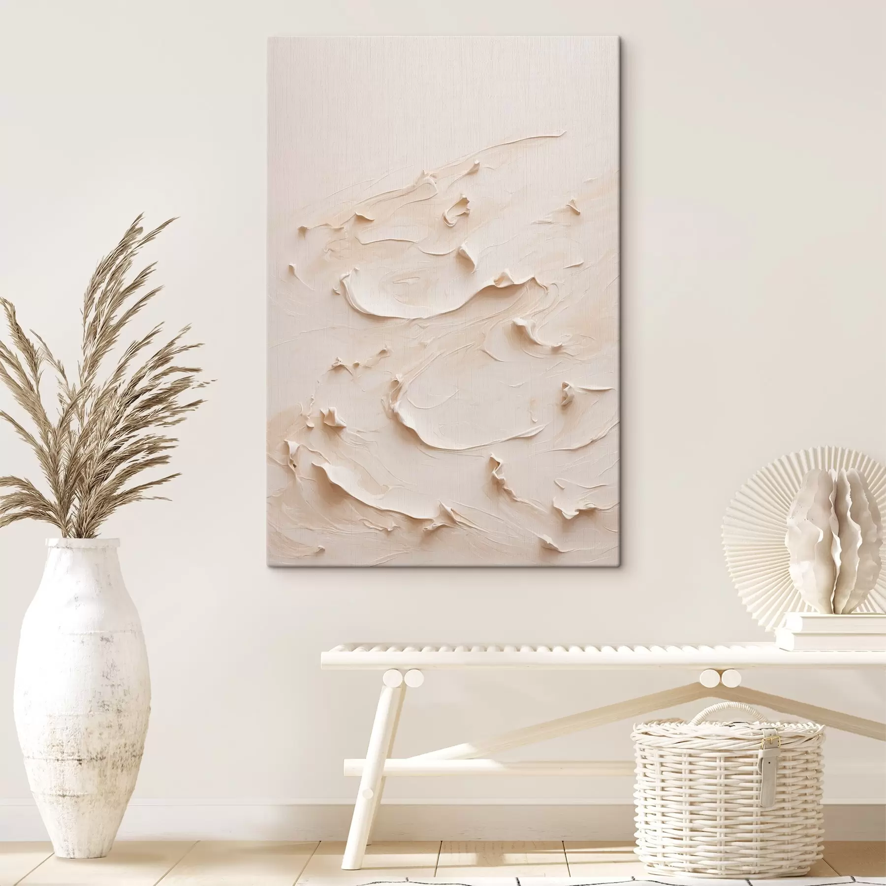 Fototapetes Abstraktā glezniecība baltās eļļas krāsās s40623