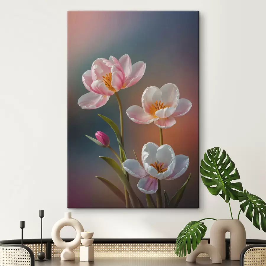 Glezna Rozā ziedi uz neskaidra fona s40644