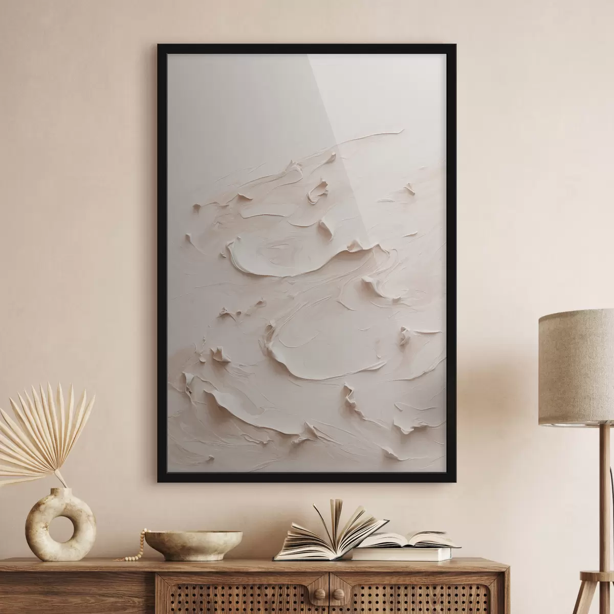 Plakāts Abstraktā glezniecība baltās eļļas krāsās f40623
