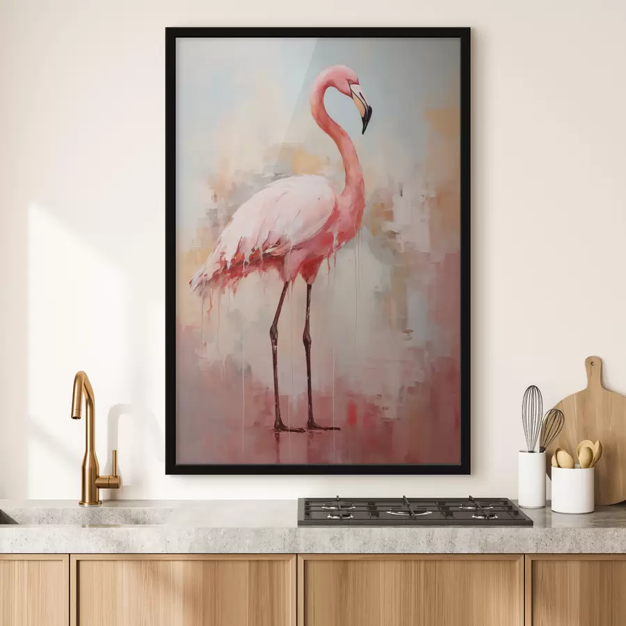 Fototapetes Rozā flamingo uz abstrakta fona f40805