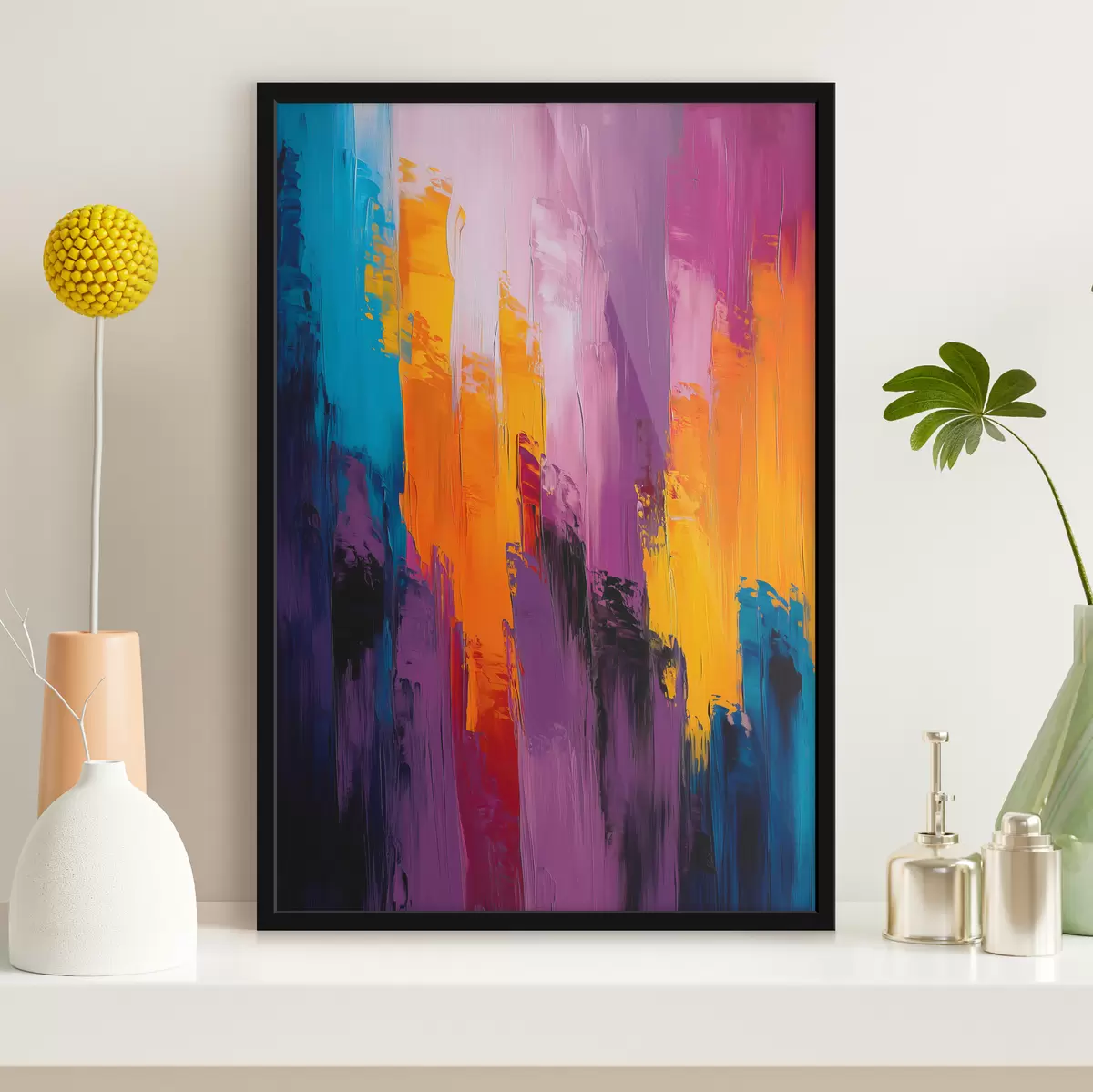 Plakāts Abstrakcija ar krāsainiem krāsu triepieniem f40736