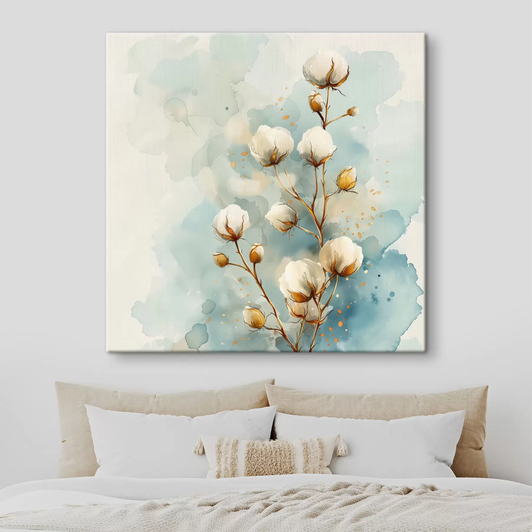 Fototapetes Kokvilnas zars uz akvareļa fona s40780