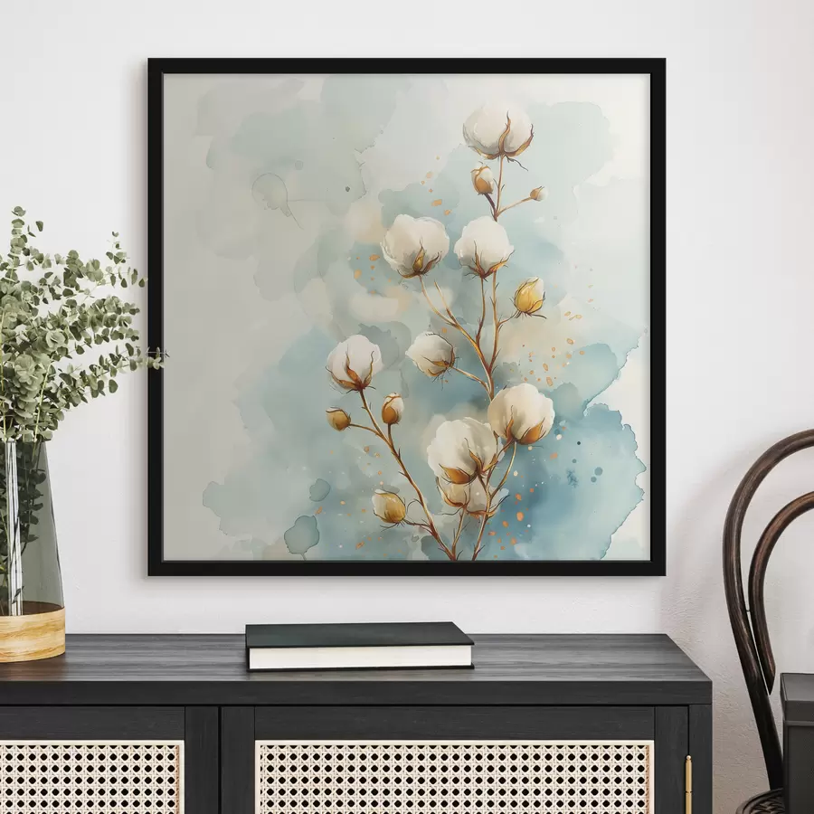 Fototapetes Kokvilnas zars uz akvareļa fona f40780