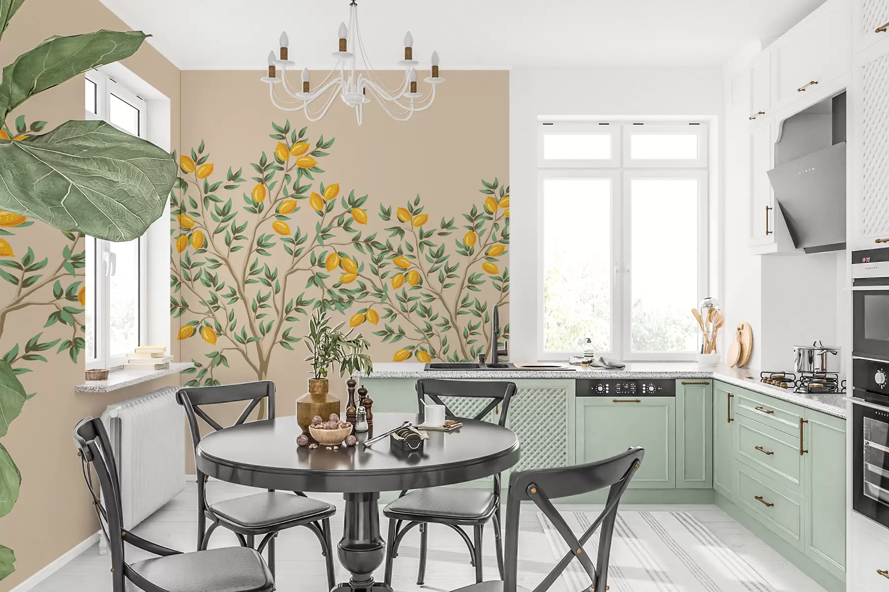 Fototapetes Citronkoks, bēšs fons w01661v1