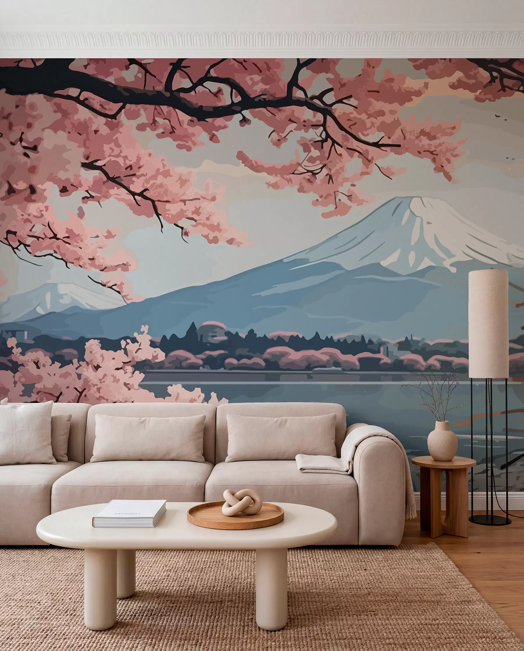 Fototapetes Sakura, kalni, akvarelis w01664