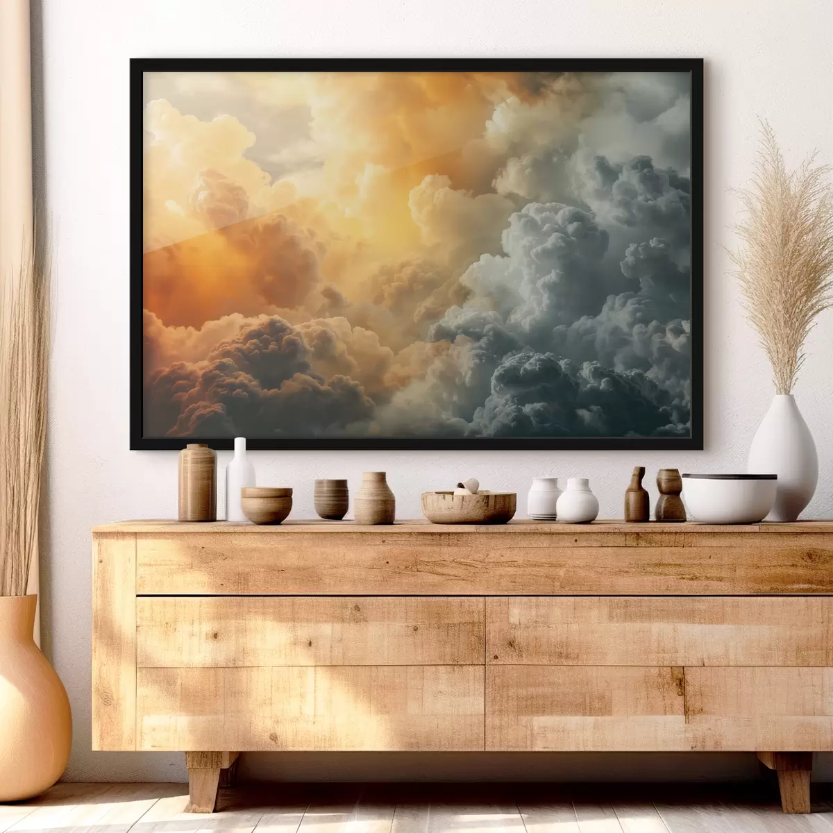 Plakāts Mākoņi, tumši zils, oranžs, antikvariāts f40785