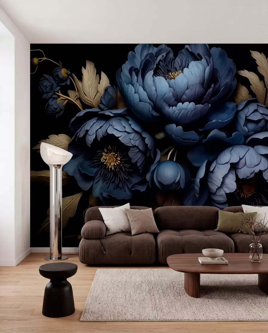 Fototapetes Peoniju dārzs nakts zilumā w01131