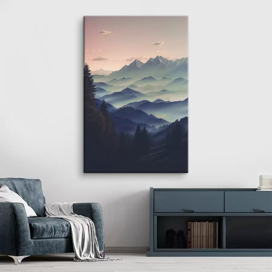 Glezna Kalnu skats miglā s40851