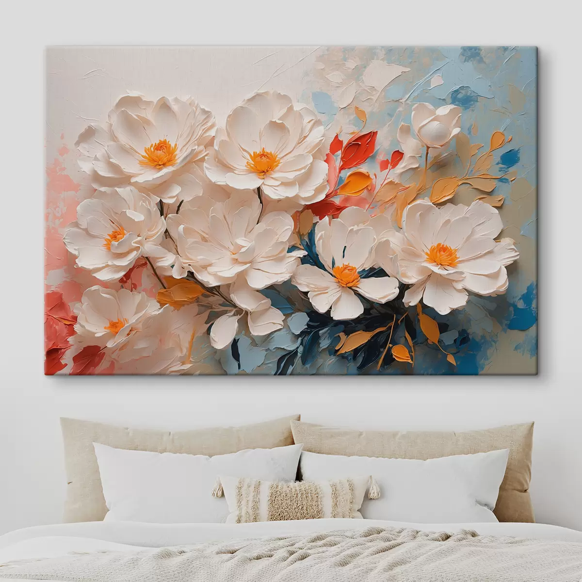 Glezna Abstraktie baltie ziedi eļļā s40862