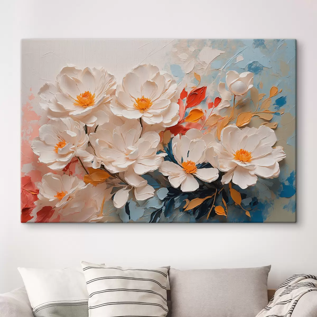 Glezna Abstraktie baltie ziedi eļļā s40862