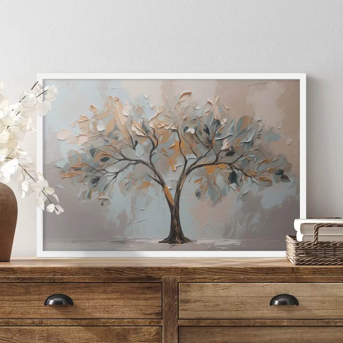 Plakāts Koks uz abstrakta eļļas fona f40858