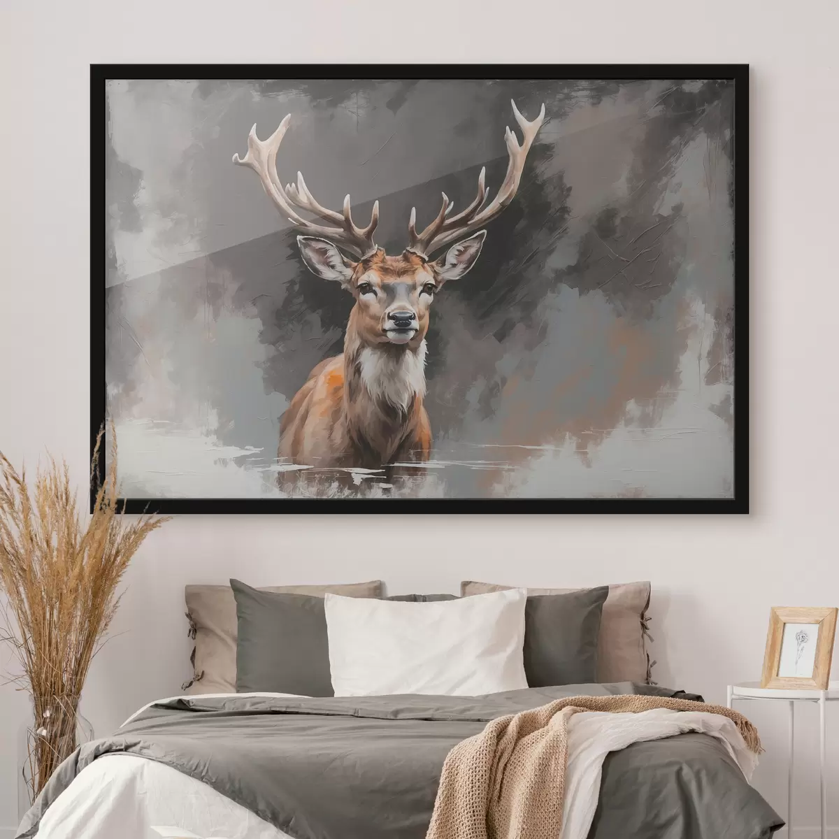 Plakāts Brieži uz pelēk-melna fona f40865