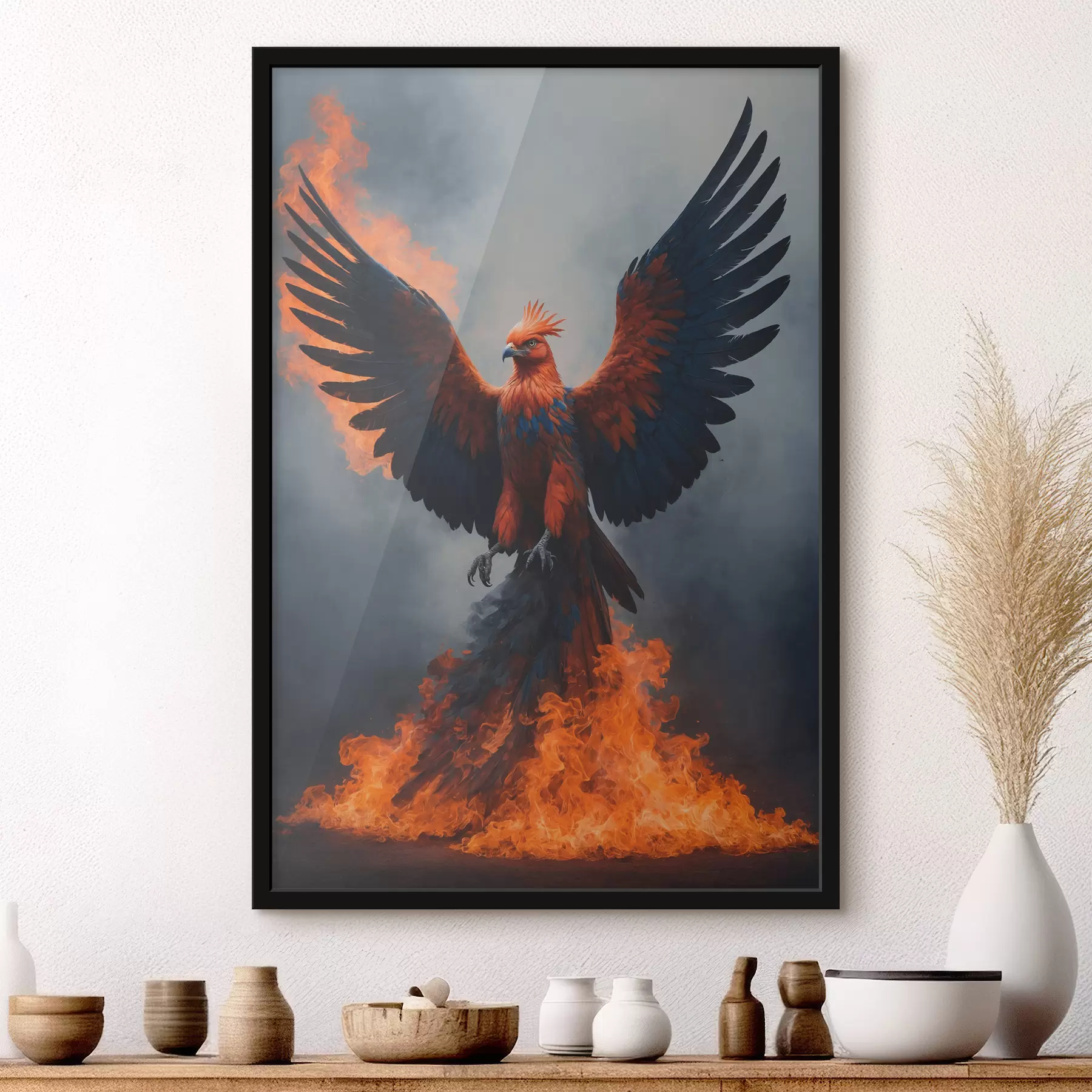 Glezna Fēnikss uz neskaidra fona f40873