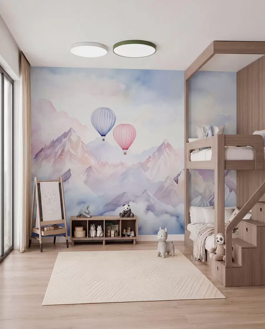 Fototapetes Baloni virs rozā virsotnēm w01786