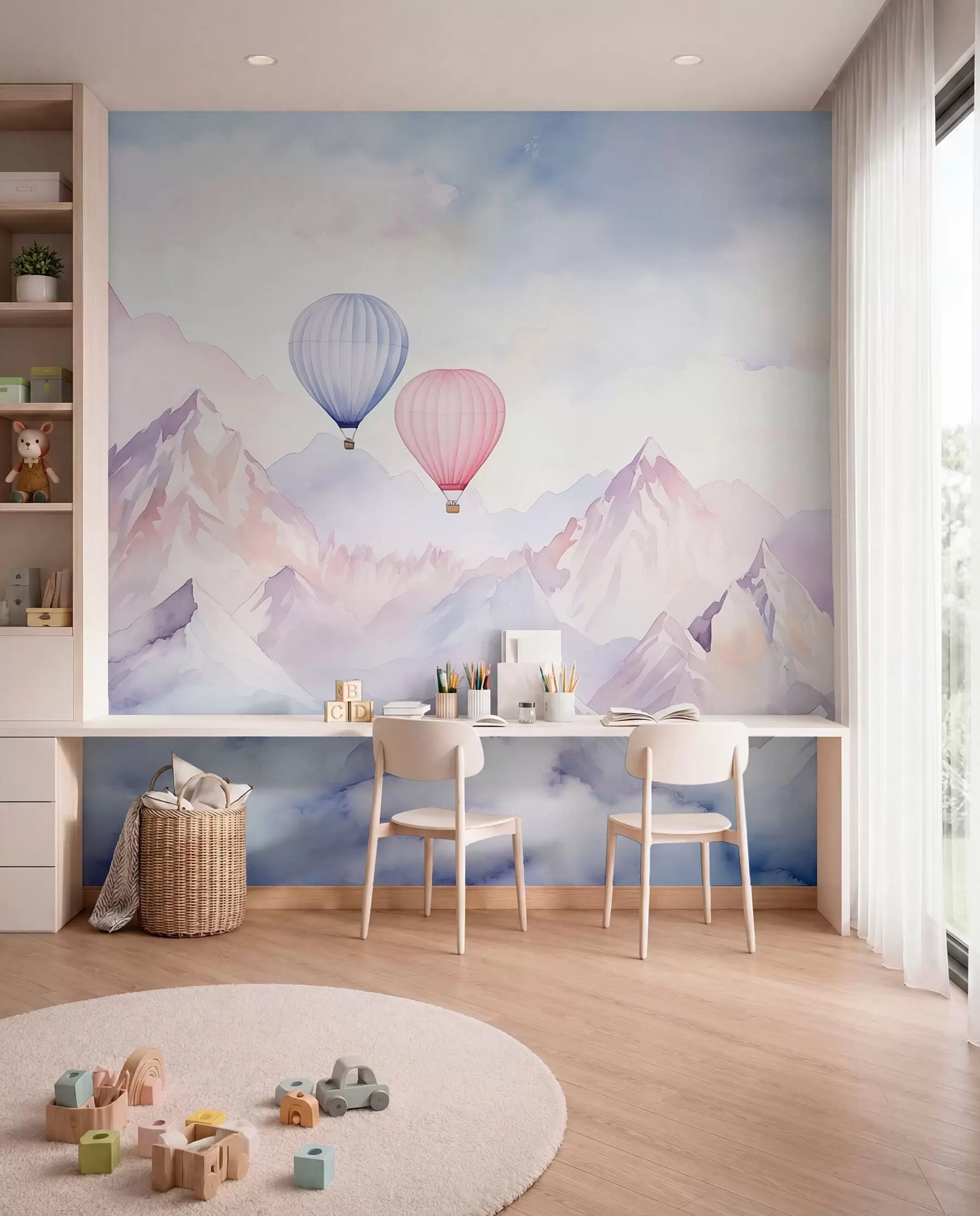 Fototapetes Baloni virs rozā virsotnēm w01786