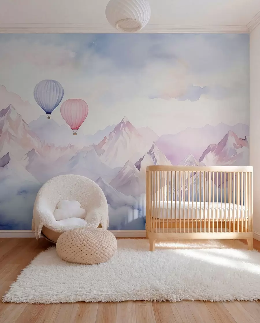 Fototapetes Baloni virs rozā virsotnēm w01786