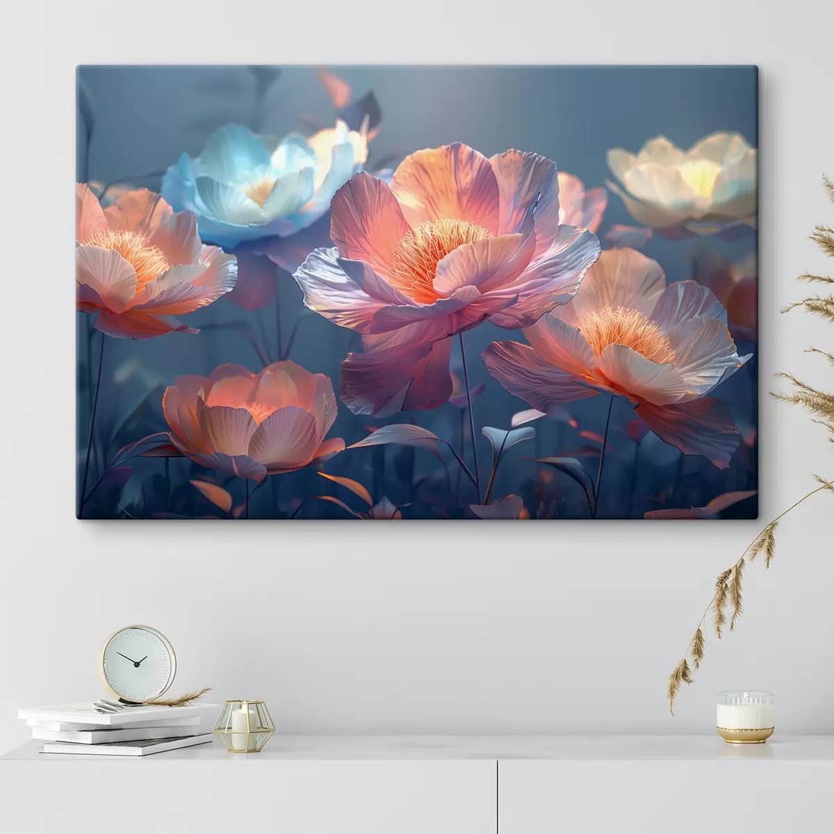 Glezna Maģiskās magiskās magones ar zilu nokrāsu  s40958