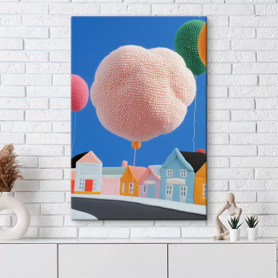Glezna Filca mājiņas un gaisa baloni s40969