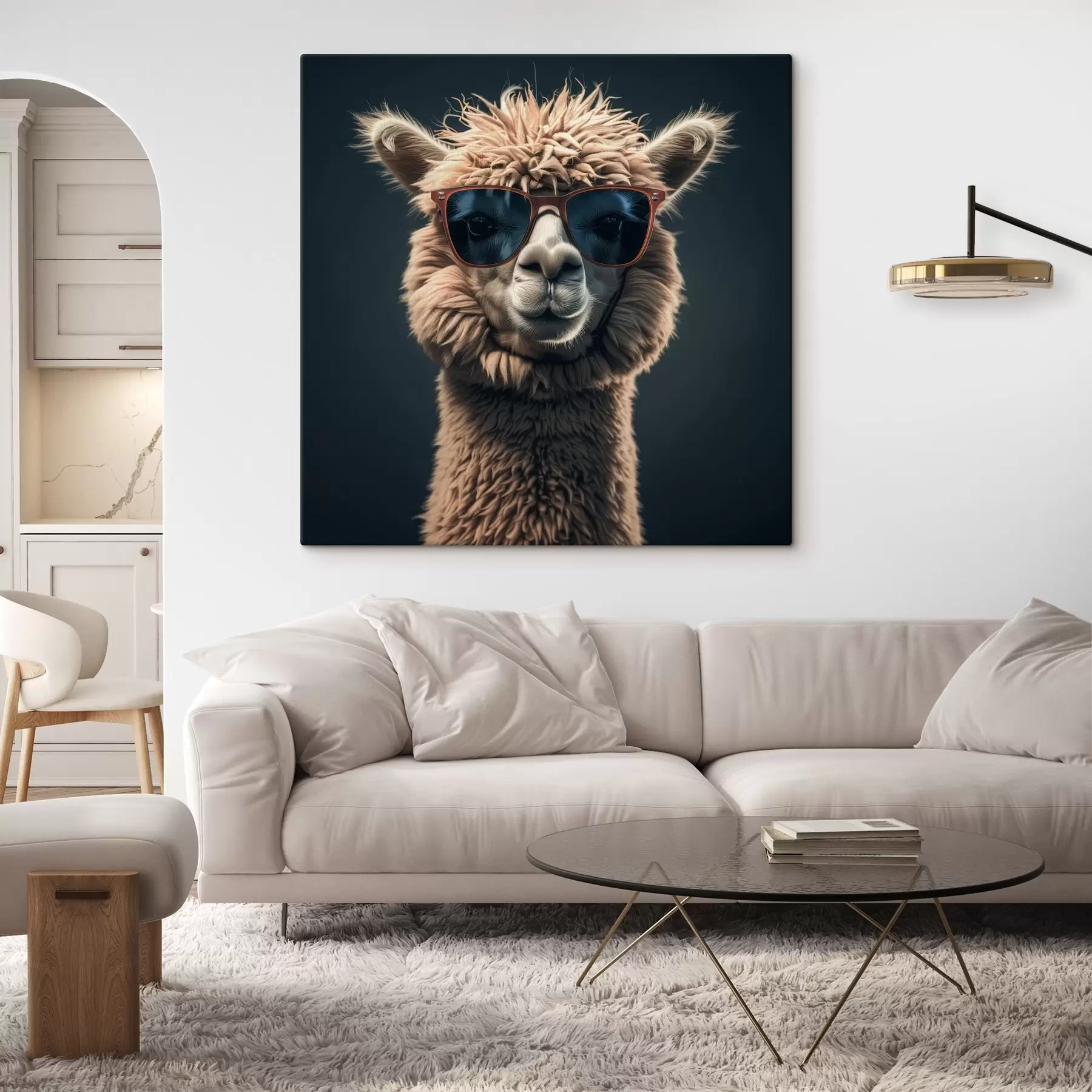 Fototapetes Stilīga lama ar brillēm s40995