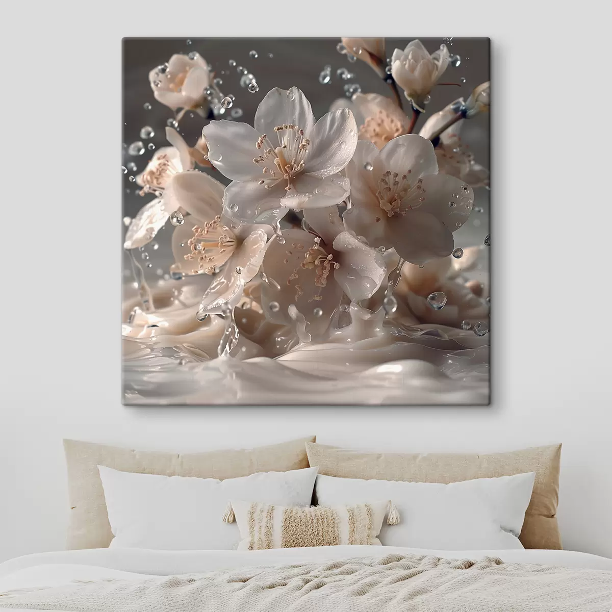 Glezna Jasmīna ziedi pilienu virpulī s41003