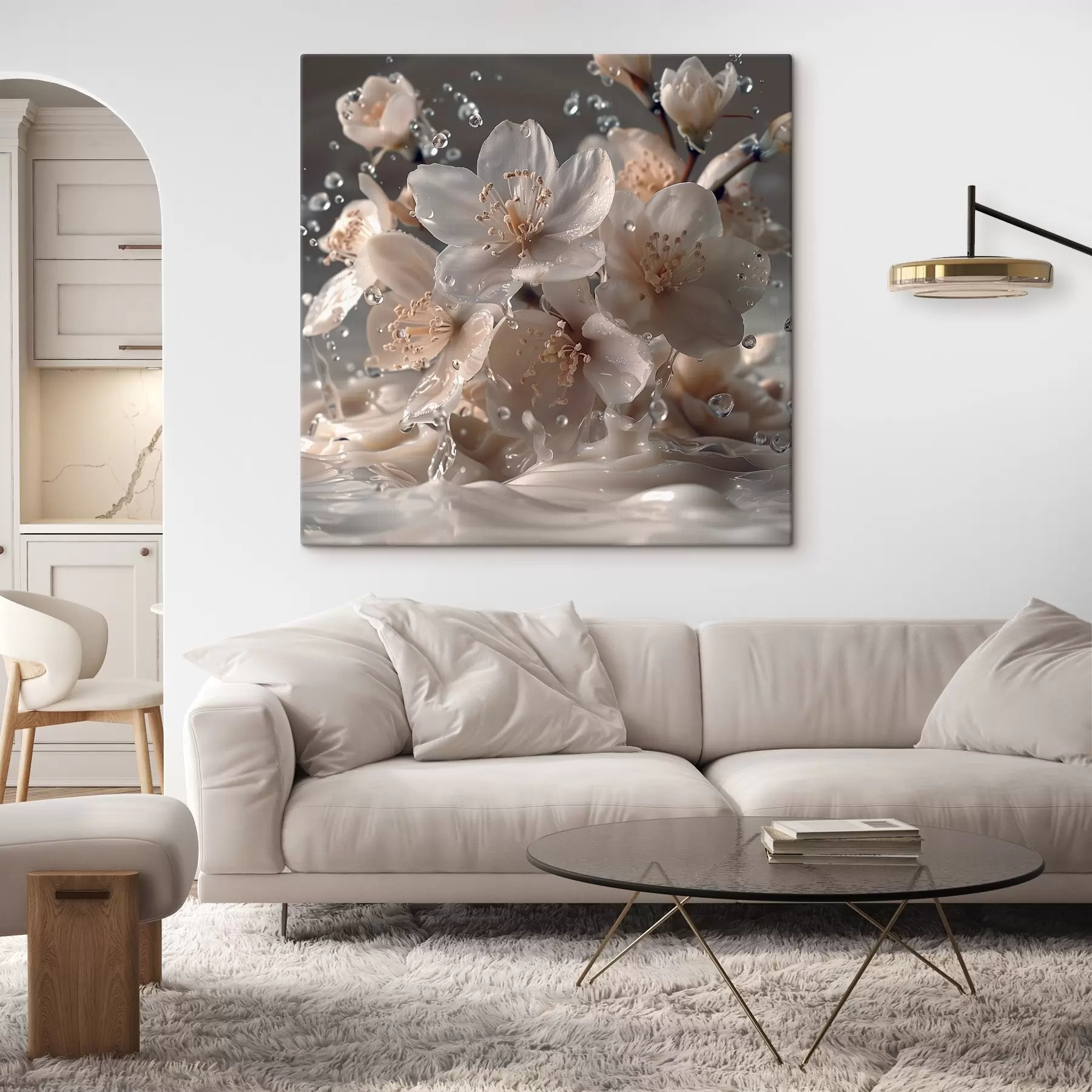 Glezna Jasmīna ziedi pilienu virpulī s41003