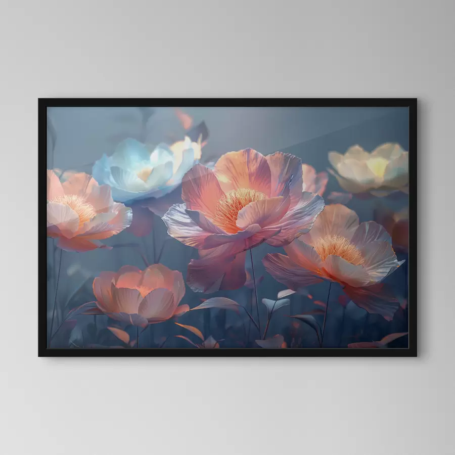 Fototapetes Maģiskās magiskās magones ar zilu nokrāsu f40958