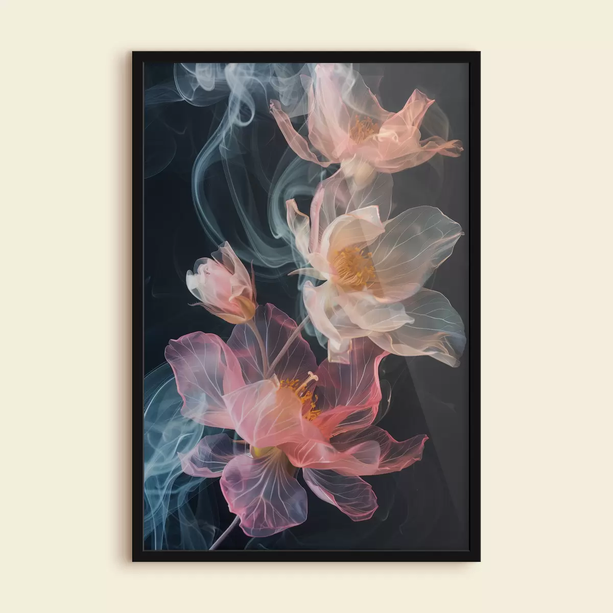 Plakāts Smalki, gaisīgi ziedi dūmu ielokā f40967