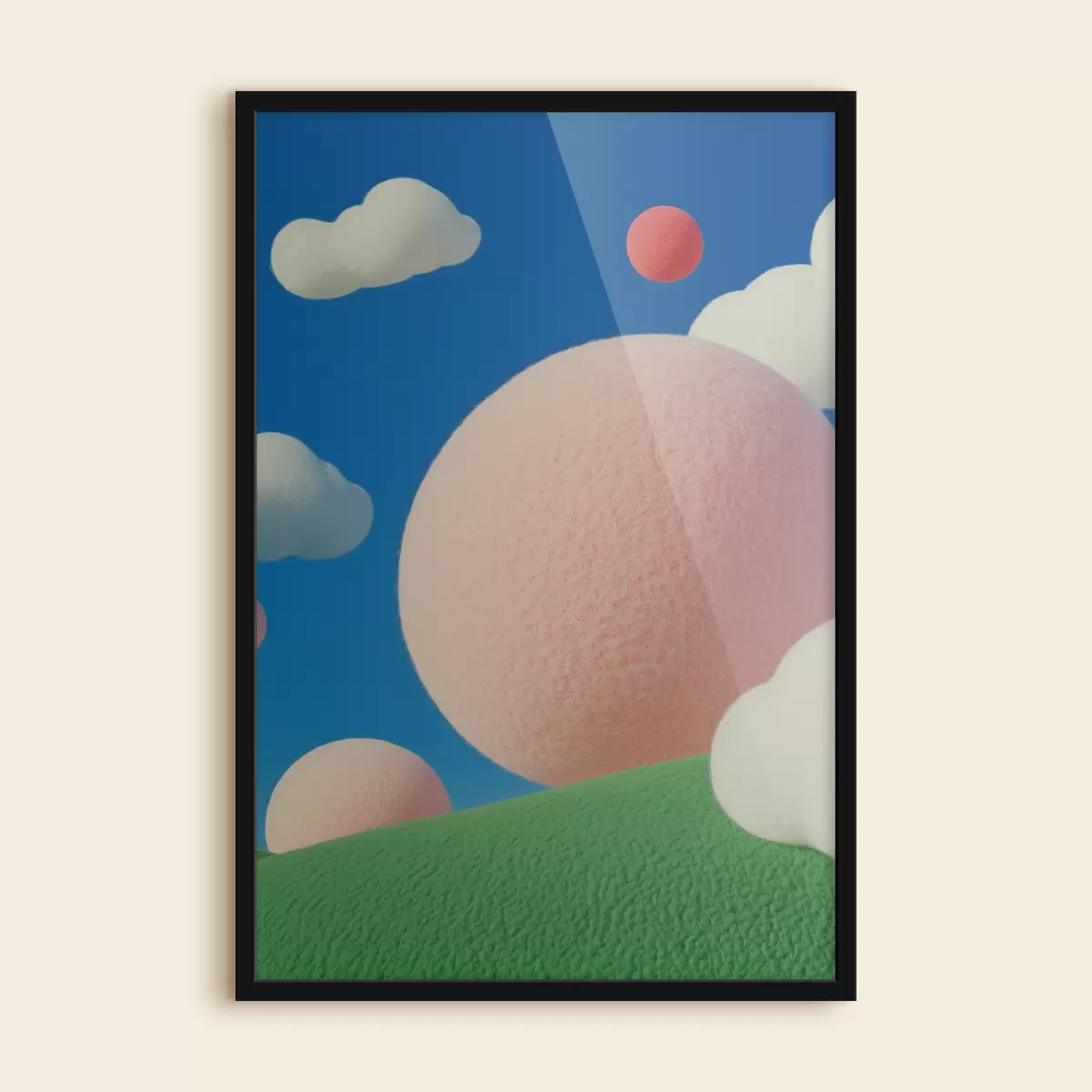 Plakāts Krāsaina filca abstrakcija ar baloniem un mākoņiem f40971