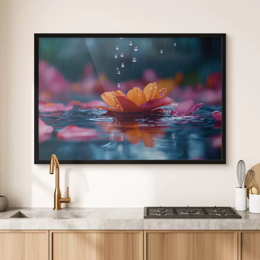 Fototapetes Ūdens lilija ar lietus pilieniem f40977