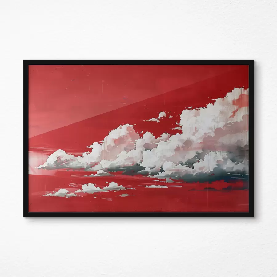 Fototapetes Vētraini mākoņi uz sarkana fona f40987