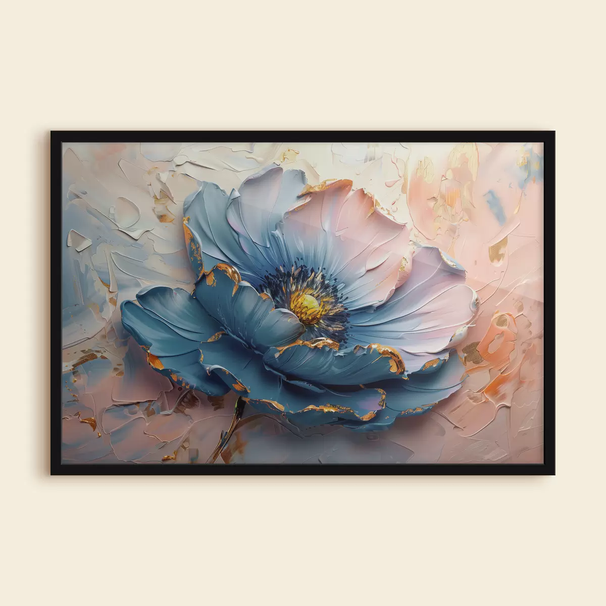 Plakāts Liels zieds maigās krāsās, drosmīgi eļļas otas triepieni f40991