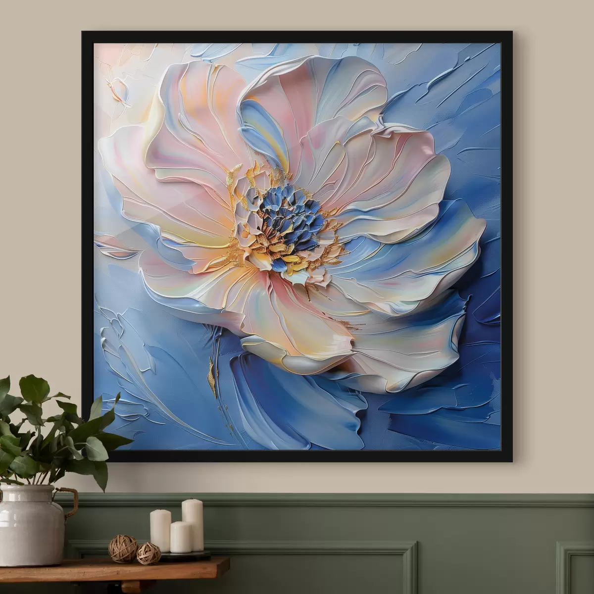 Plakāts Milzīgs ziedu pumpurs ar plašiem krāsas triepieniem ar otu f40993