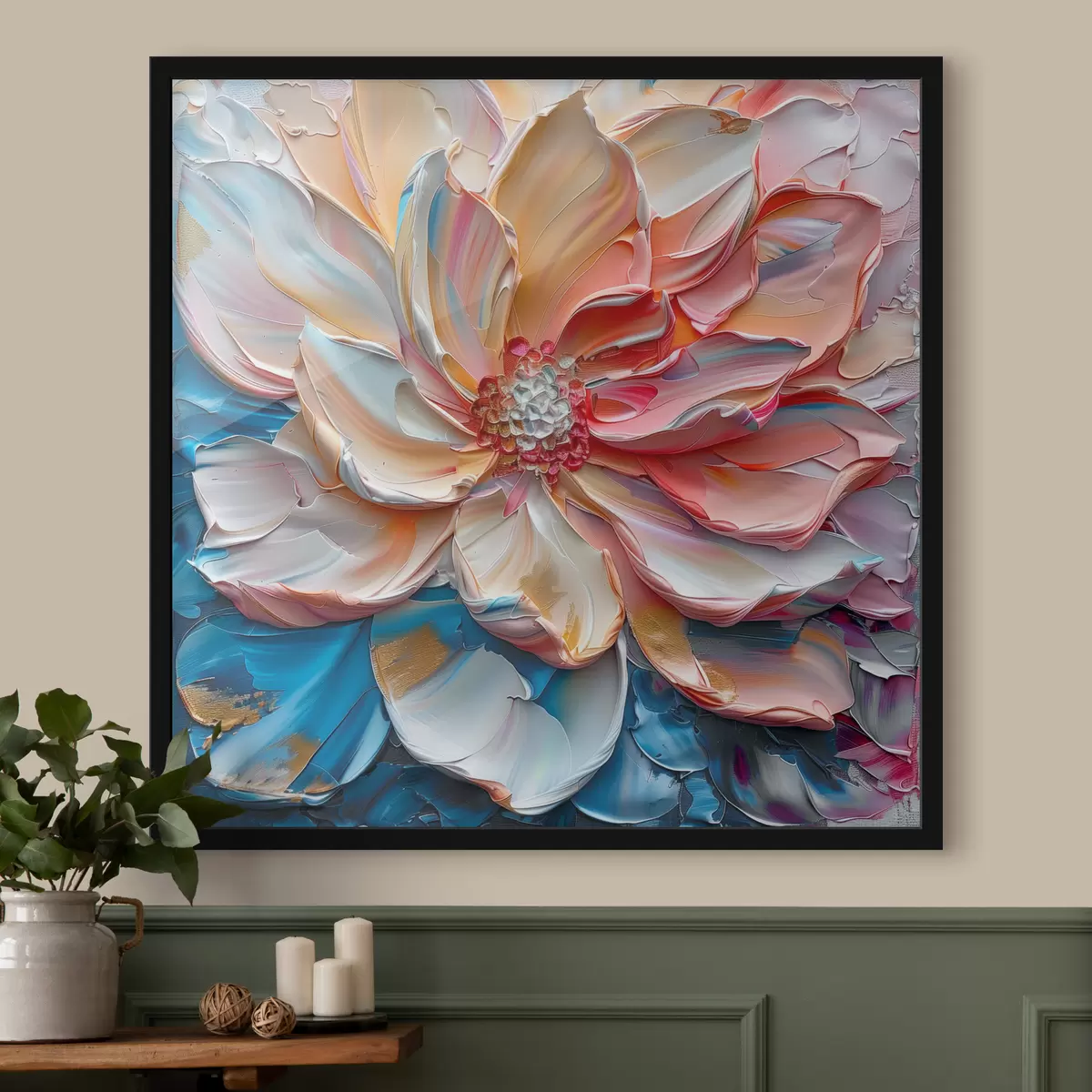 Plakāts Krāsaini ziedu ziedlapiņas ar drosmīgiem triepieniem ar otu f41005