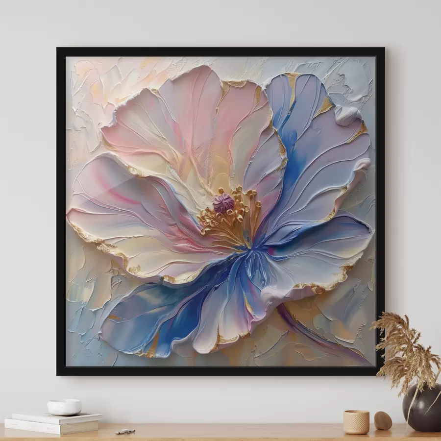 Fototapetes Liels zieds maigos rozā un zilos toņos f41006