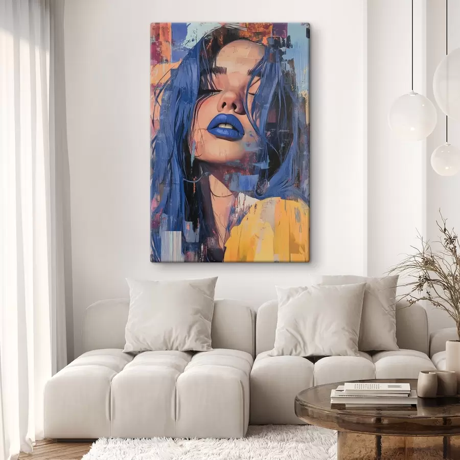 Glezna Meitene ar zilām lūpām s41157