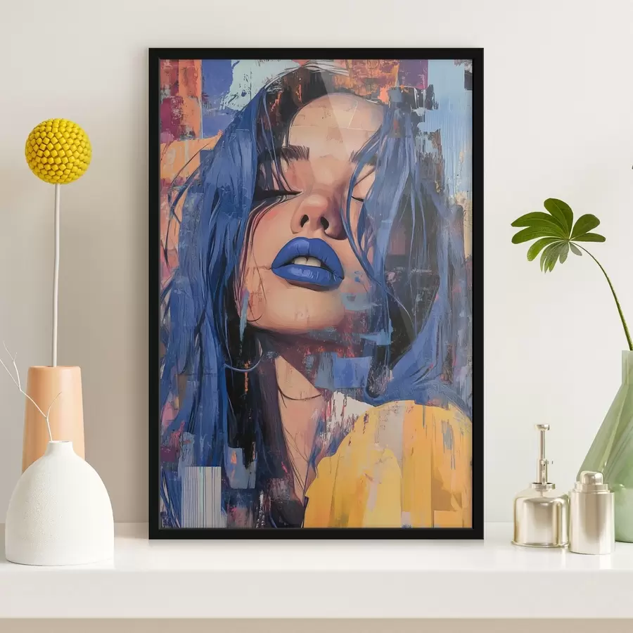 Fototapetes Meitene ar zilām lūpām f41157