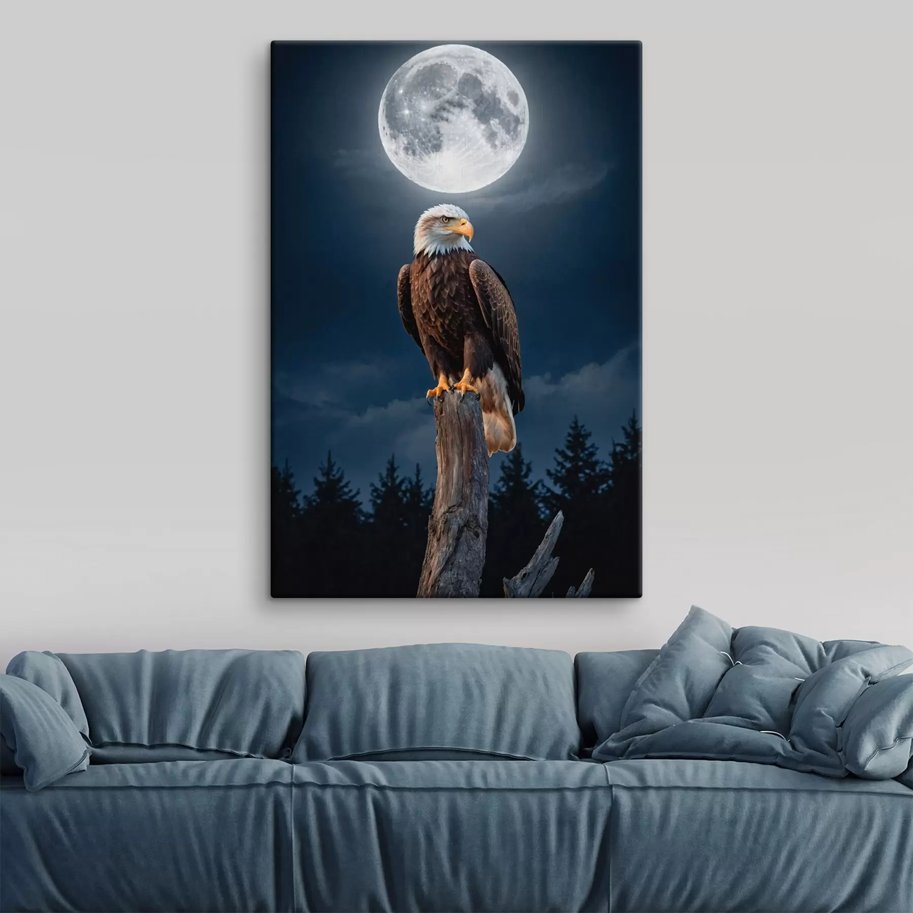 Glezna Ērglis uz mēness fona s41043