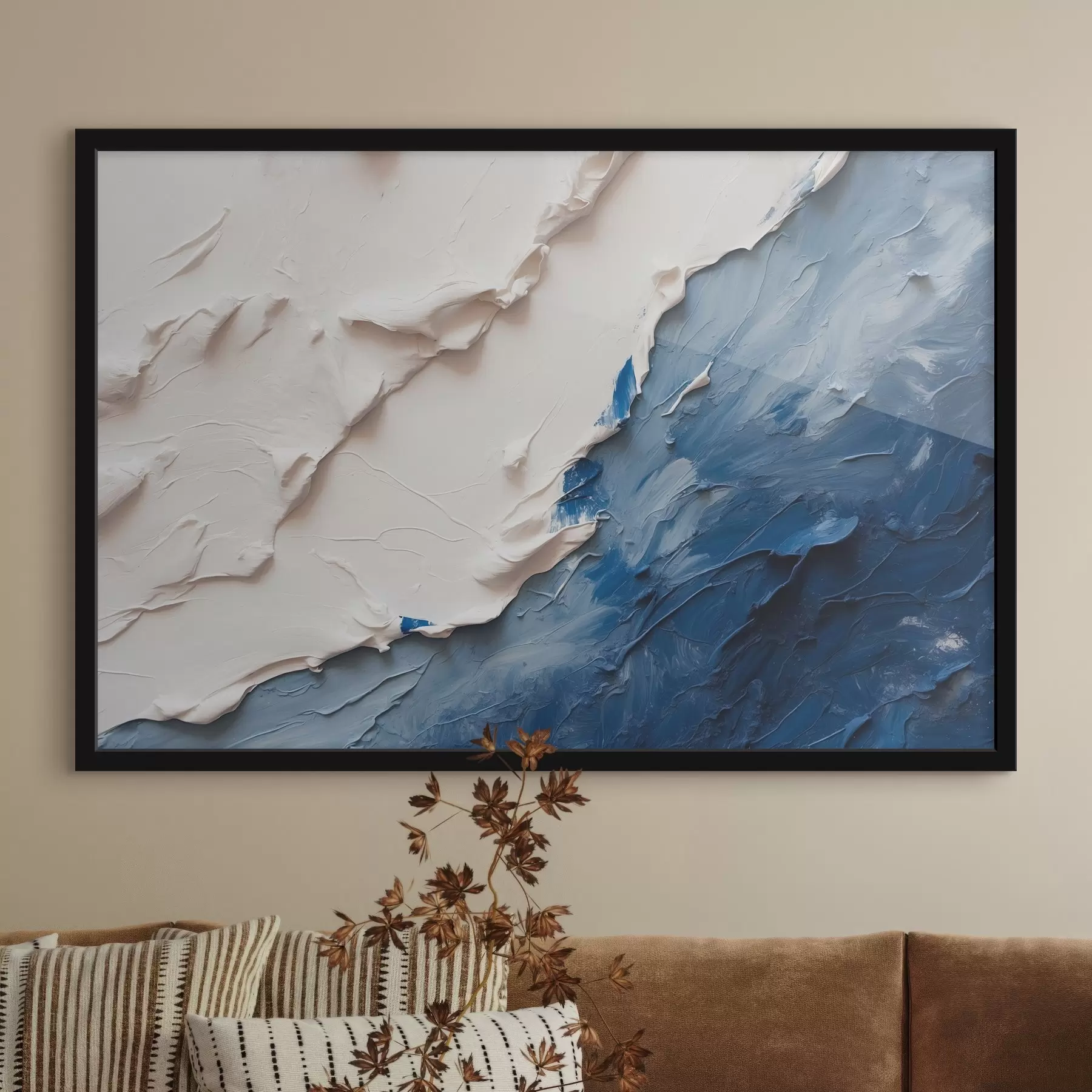 Fototapetes Abstrakcija ar balto un zilo eļļas krāsām f41025