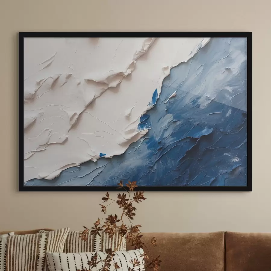 Glezna Abstrakcija ar balto un zilo eļļas krāsām f41025
