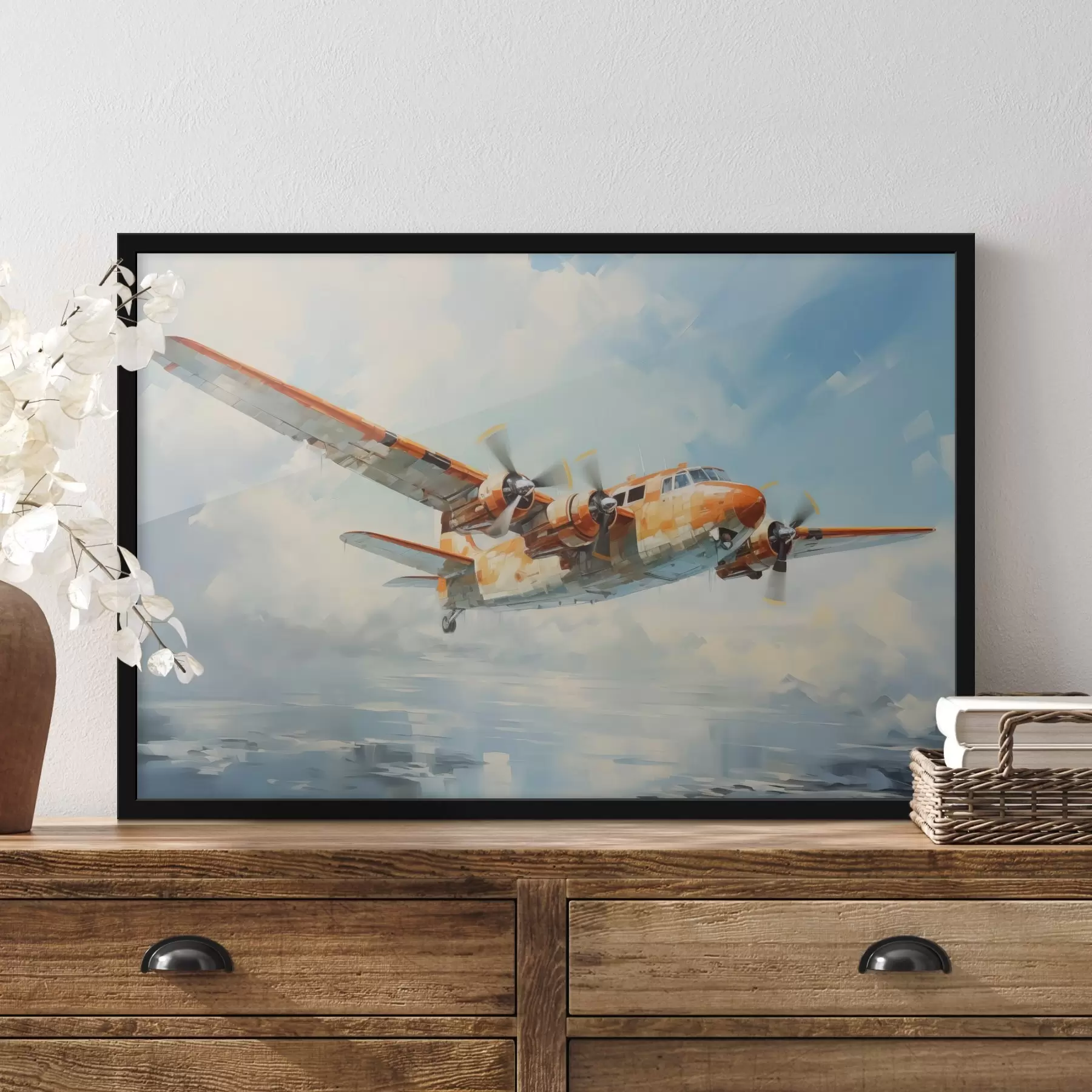 Glezna Lidmašīna lido debesīs f41239