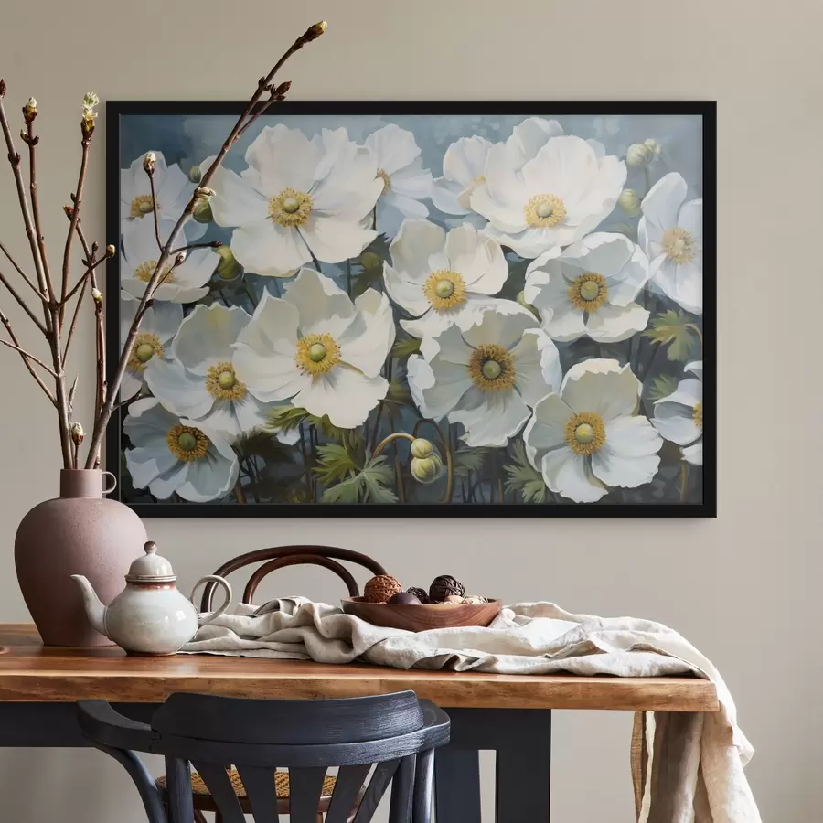 Fototapetes Balti ziedošas anemones f41244