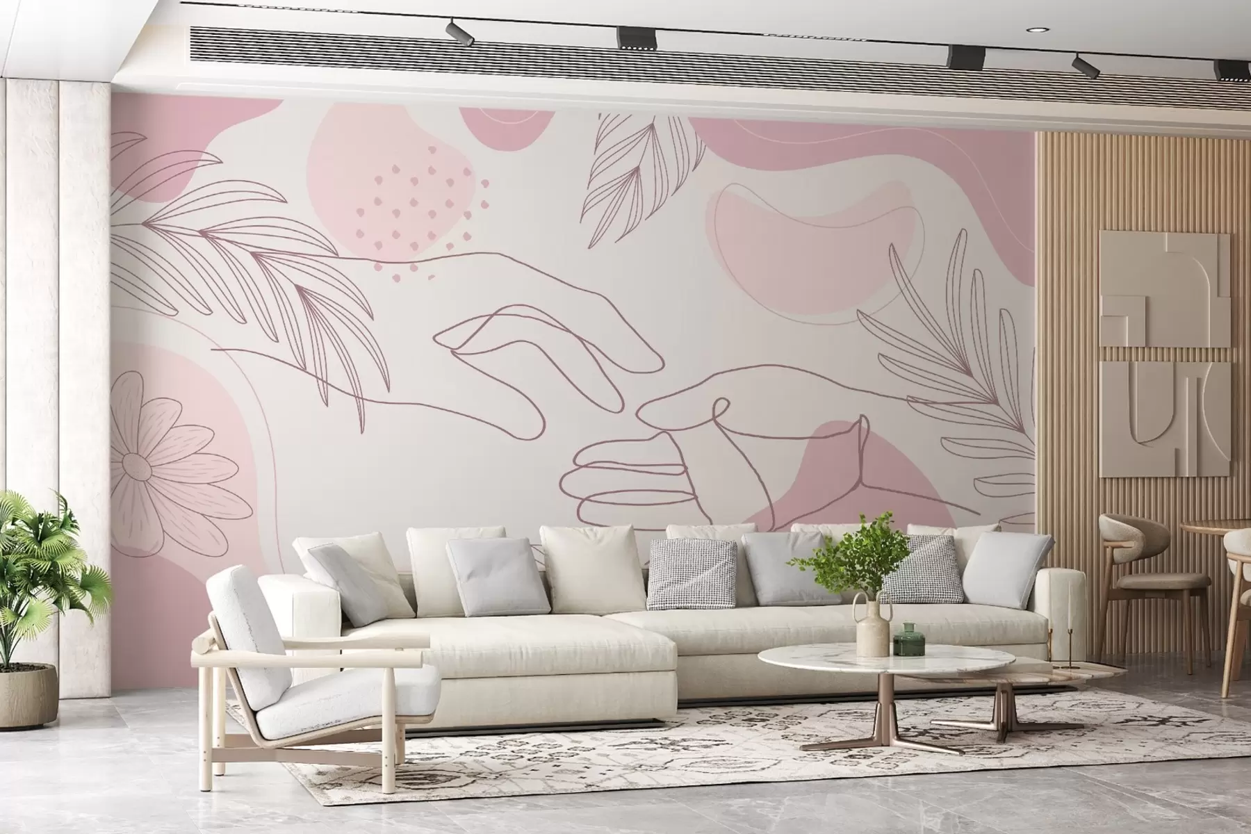 Fototapetes Vektors, lineāras rokas, plankumi, rozā krāsa w08353v1