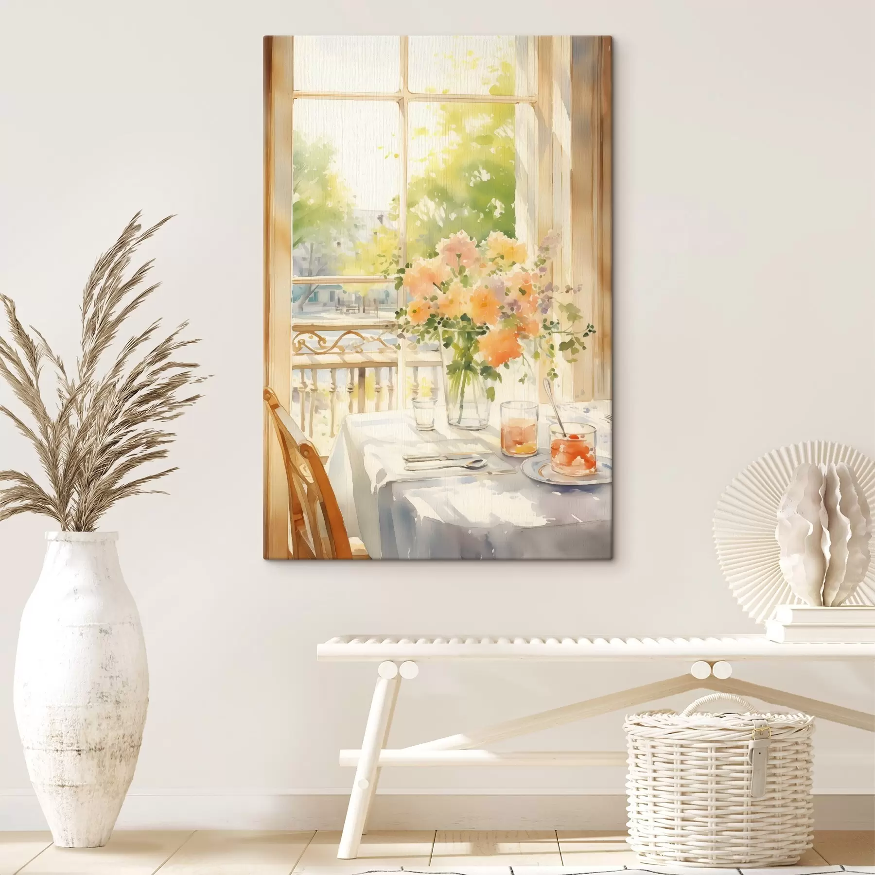 Glezna Romantiskas vakariņas, akvarelis, boho stils, ziedi, daba s41165