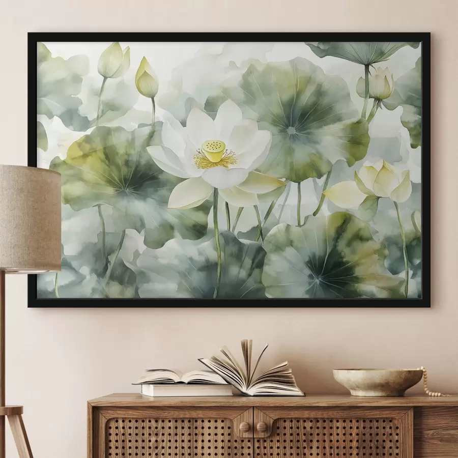 Fototapetes Lotosa ziedi, mīksts akvarelis, ziedu f41229