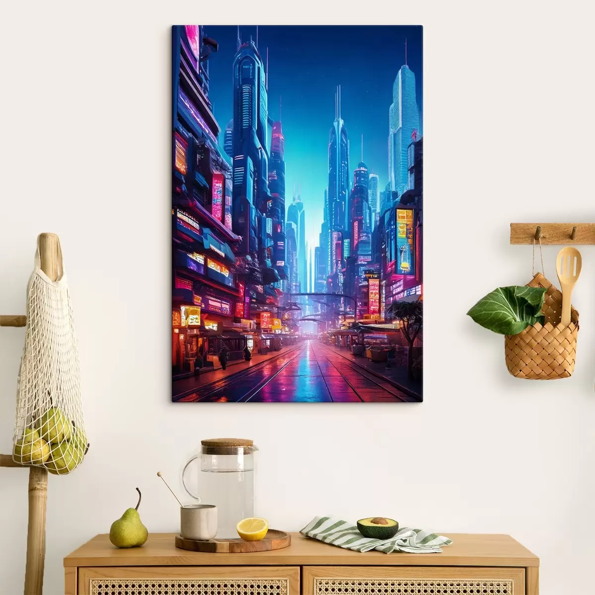 Glezna futūristiska nakts pilsēta s41410