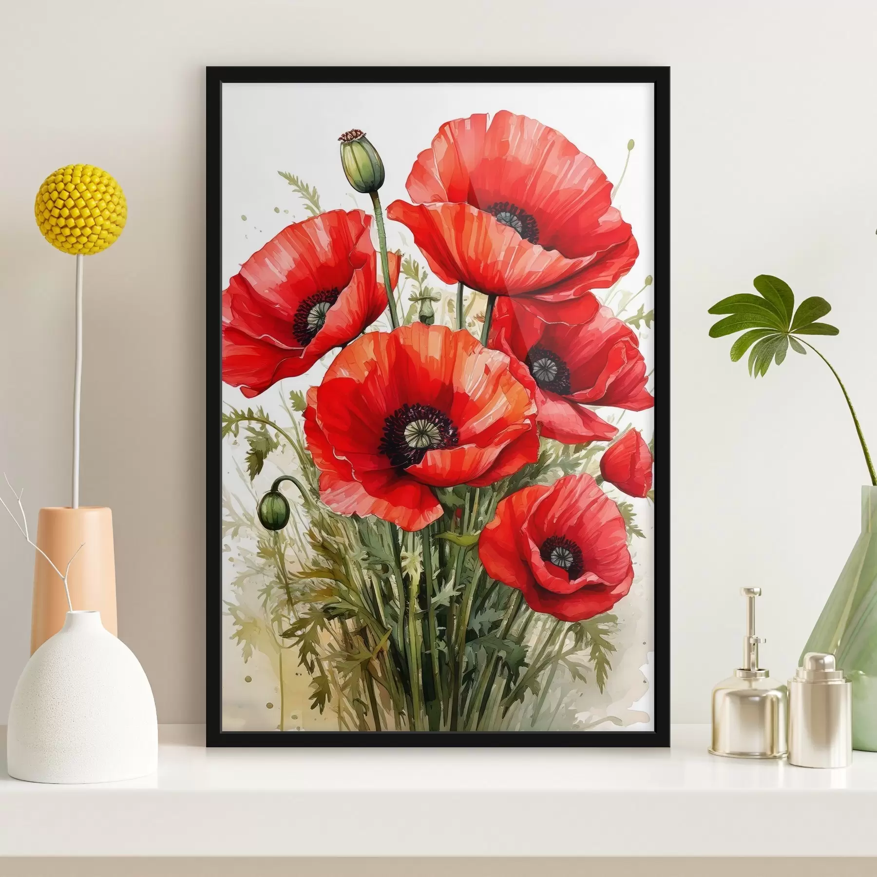 Fototapetes sarkanās lielās magones f41404