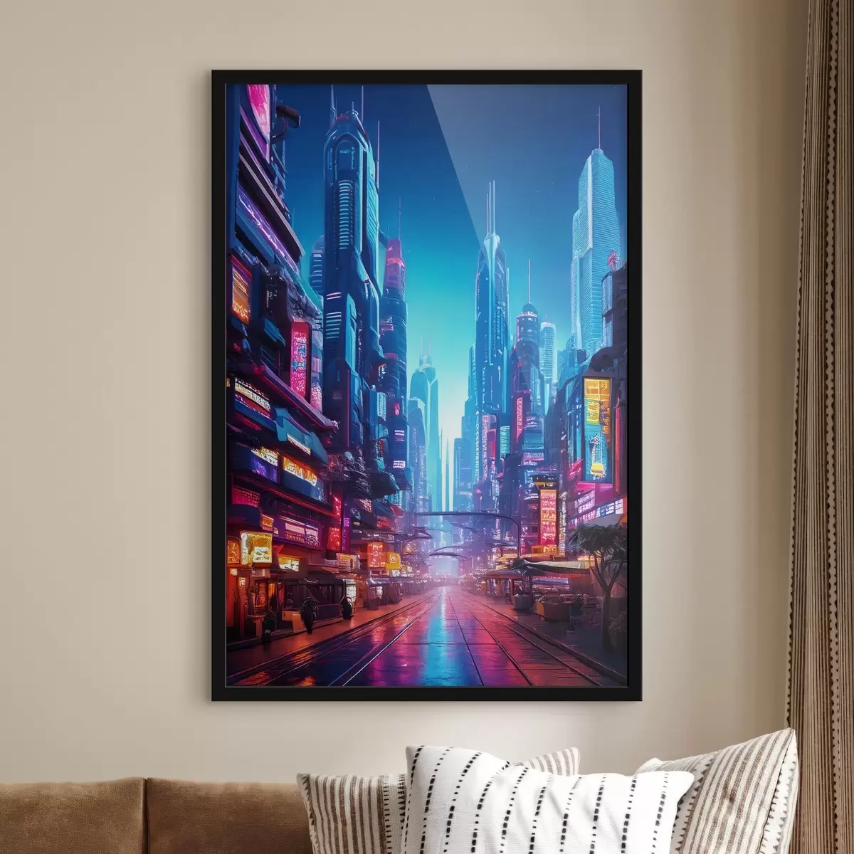 Plakāts futūristiska nakts pilsēta f41410